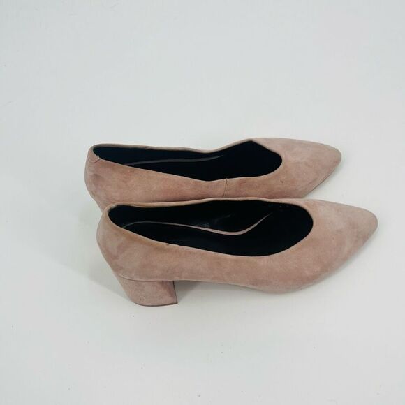 M4DE Pump Pink Suede Leather Slip On Block Heel Pointed Toe Womens Size 9.5 - Picture 5 of 9